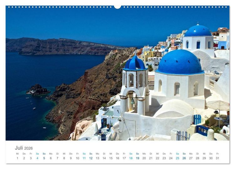 Produktbild: Santorin - Perle der Kykladen (hochwertiger Premium Wandkalender 2026 DIN A2 quer), Kunstdruck in Hochglanz
