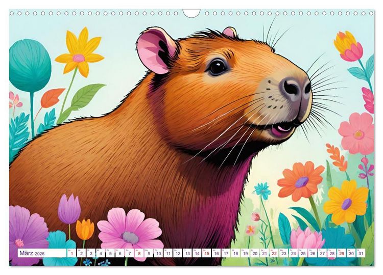 Produktbild: Wasserschweine. Mit Capybaras durch Fluss, Feld und Jahreszeiten (Wandkalender 2026 DIN A3 quer), CALVENDO Monatskalender