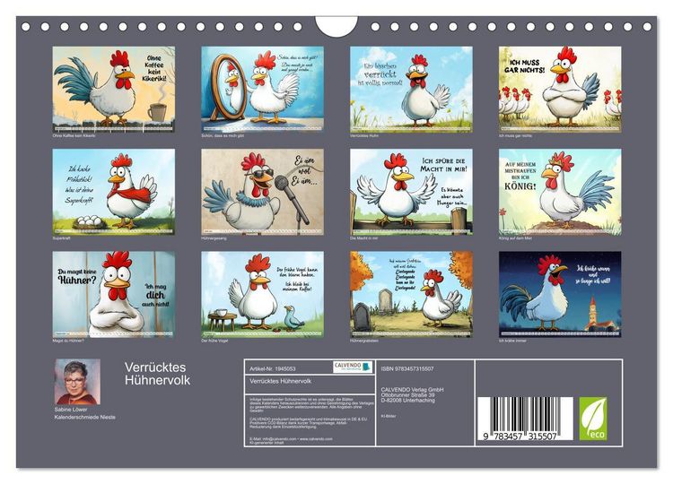 Produktbild: Verr&uuml;cktes H&uuml;hnervolk (Wandkalender 2026 DIN A4 quer), CALVENDO Monatskalender