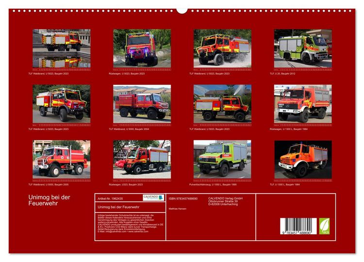Produktbild: Unimog bei der Feuerwehr (hochwertiger Premium Wandkalender 2026 DIN A2 quer), Kunstdruck in Hochglanz