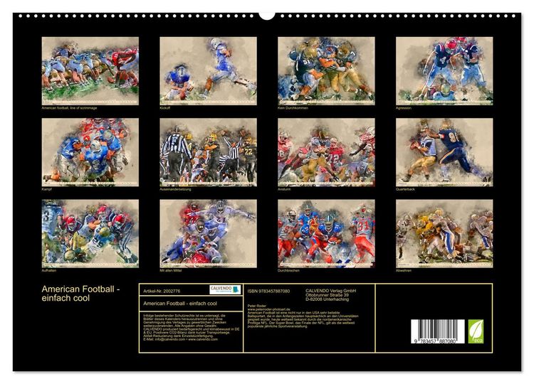 Produktbild: American Football - einfach cool (hochwertiger Premium Wandkalender 2026 DIN A2 quer), Kunstdruck in Hochglanz