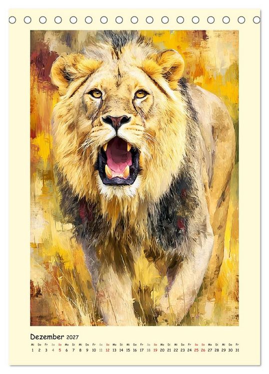 Produktbild: Raubkatzen. Moderne Paintings wilder Eleganz (Tischkalender 2027 DIN A5 hoch), CALVENDO Monatskalender