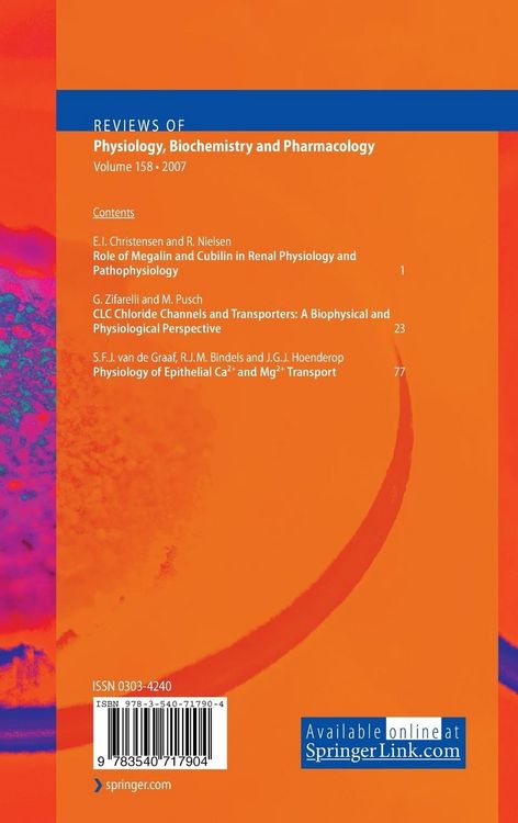 Produktbild: Reviews of Physiology, Biochemistry and Pharmacology 158