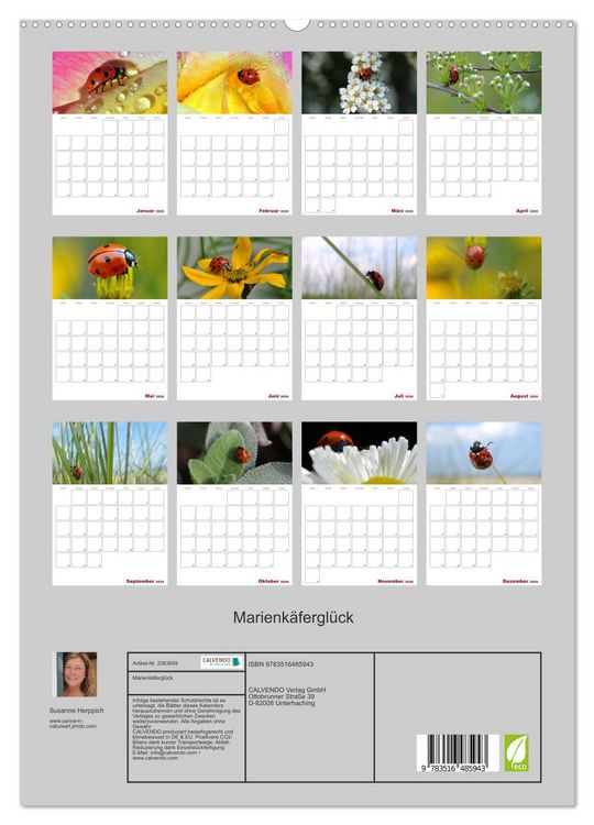 Produktbild: Marienk&auml;fergl&uuml;ck (hochwertiger Premium Wandkalender 2026 DIN A2 hoch), Kunstdruck in Hochglanz
