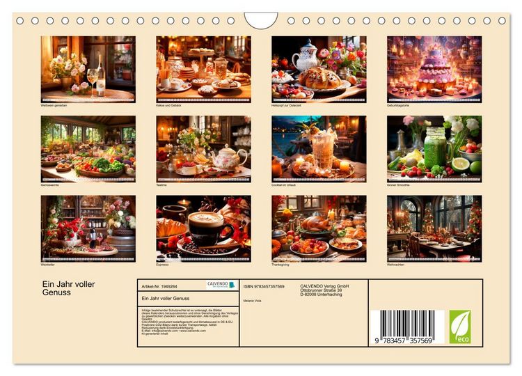 Produktbild: Ein Jahr voller Genuss (Wandkalender 2026 DIN A4 quer), CALVENDO Monatskalender