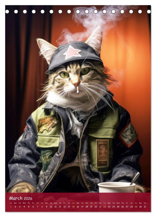 Produktbild: Crazy gangster cats (Desk Calendar 2026 DIN A5 portrait), CALVENDO 12 Month DeskCalendar