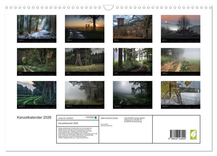 Produktbild: Kanzelkalender 2026 (Wandkalender 2026 DIN A3 quer), CALVENDO Monatskalender
