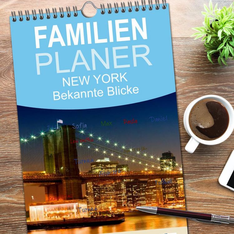 Produktbild: Familienplaner 2026 - NEW YORK Bekannte Blicke mit 5 Spalten (Wandkalender, 21 x 45 cm) CALVENDO