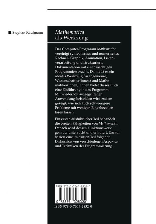 Produktbild: Mathematica als Werkzeug Eine Einf&uuml;hrung mit Anwendungsbeispielen