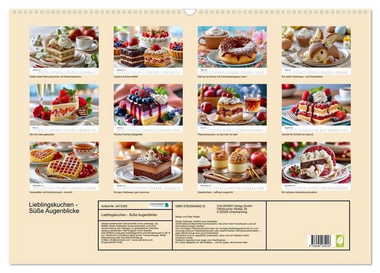 Produktbild: Lieblingskuchen - S&uuml;&szlig;e Augenblicke (Wandkalender 2027 DIN A2 quer), CALVENDO Monatskalender