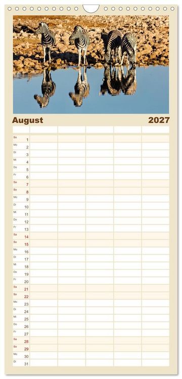 Produktbild: Familienplaner 2027 - Namibias faszinierende Tierwelt mit 5 Spalten (Wandkalender, 21 x 45 cm) CALVENDO