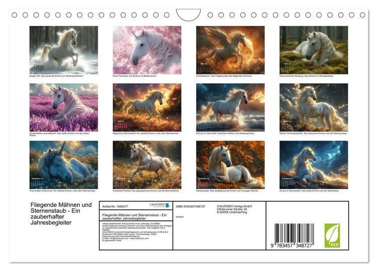 Produktbild: Fliegende M&auml;hnen und Sternenstaub - Ein zauberhafter Jahresbegleiter (Wandkalender 2026 DIN A4 quer), CALVENDO Monatskalender