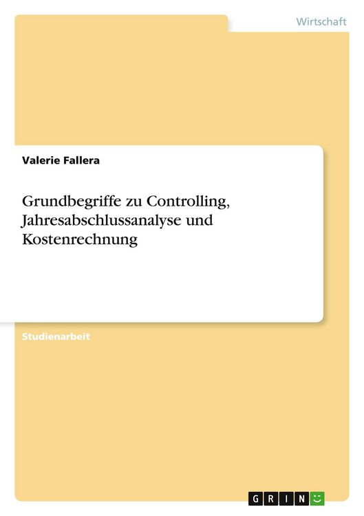 Produktbild: Grundbegriffe zu Controlling, Jahresabschlussanalyse und Kostenrechnung