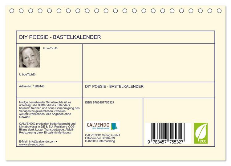 Produktbild: DIY POESIE - BASTELKALENDER (Tischkalender 2026 DIN A5 quer), CALVENDO Monatskalender