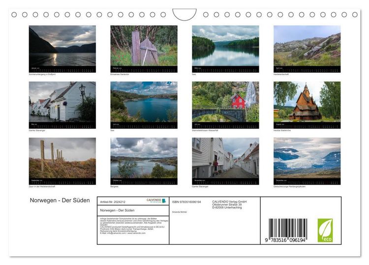 Produktbild: Norwegen - Der S&uuml;den (Wandkalender 2026 DIN A4 quer), CALVENDO Monatskalender