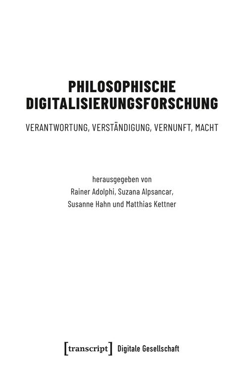 Produktbild: Philosophische Digitalisierungsforschung