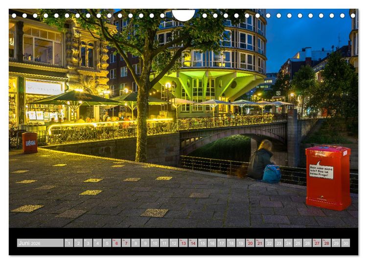 Produktbild: Hamburgs Br&uuml;cken bei Nacht (Wandkalender 2026 DIN A4 quer), CALVENDO Monatskalender