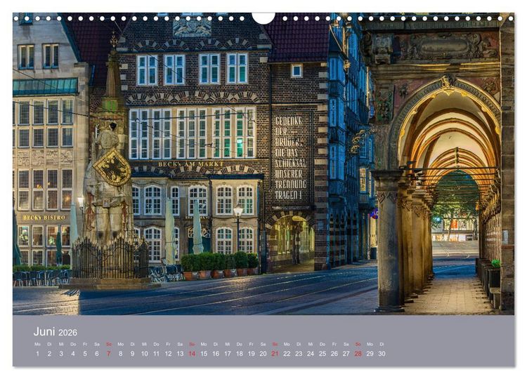 Produktbild: Nachts in Bremen (Wandkalender 2026 DIN A3 quer), CALVENDO Monatskalender