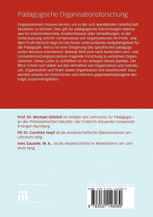 Produktbild: P&auml;dagogische Organisationsforschung