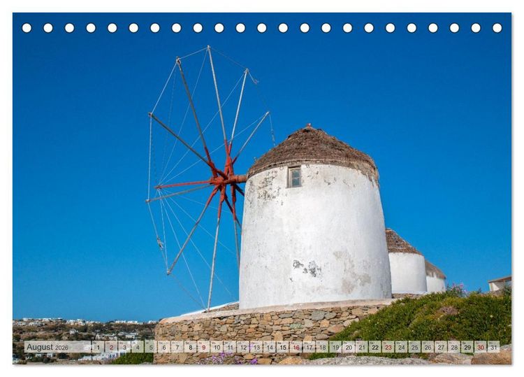 Produktbild: Mykonos - Natur, Meer und wei&szlig;e W&auml;nde (Tischkalender 2026 DIN A5 quer), CALVENDO Monatskalender