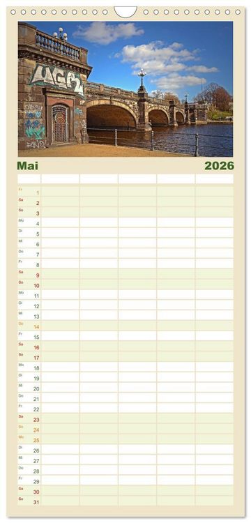 Produktbild: Familienplaner 2026 - Alsteransichten in Hamburg mit 5 Spalten (Wandkalender, 21 x 45 cm) CALVENDO