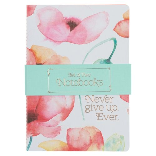 Produktbild: Coral Poppies Notebook Set Never Give Up Ever Softcover 2 PC