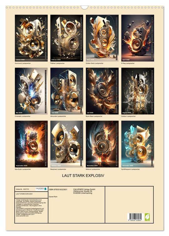 Produktbild: LAUT STARK EXPLOSIV (Wandkalender 2026 DIN A2 hoch), CALVENDO Monatskalender