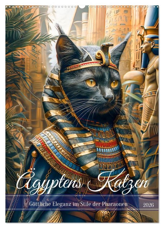 Produktbild: &Auml;gyptens Katzen - G&ouml;ttliche Eleganz im Stile der Pharaonen (Wandkalender 2026 DIN A2 hoch), CALVENDO Monatskalender