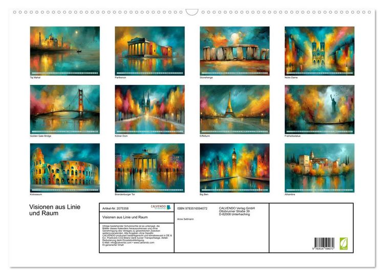Produktbild: Visionen aus Linie und Raum (Wandkalender 2026 DIN A2 quer), CALVENDO Monatskalender
