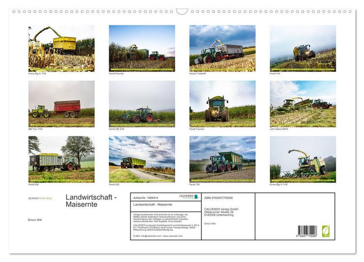 Produktbild: Landwirtschaft - Maisernte (Wandkalender 2026 DIN A2 quer), CALVENDO Monatskalender