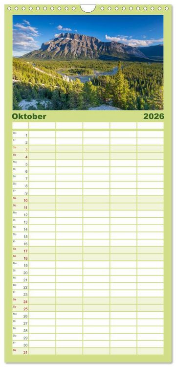 Produktbild: Familienplaner 2026 - KANADA - Rocky Mountains mit 5 Spalten (Wandkalender, 21 x 45 cm) CALVENDO