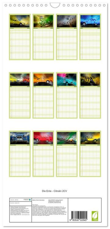 Produktbild: Familienplaner 2026 - Die Ente - Citro&euml;n 2CV mit 5 Spalten (Wandkalender, 21 x 45 cm) CALVENDO