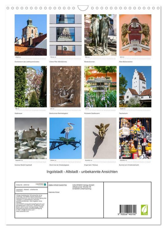 Produktbild: Ingolstadt - Altstadt - unbekannte Ansichten (Wandkalender 2026 DIN A3 hoch), CALVENDO Monatskalender