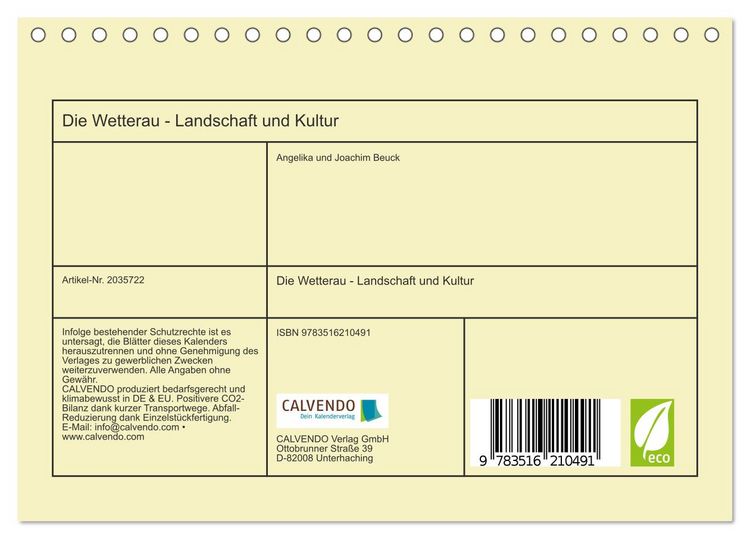 Produktbild: Die Wetterau - Landschaft und Kultur (Tischkalender 2026 DIN A5 quer), CALVENDO Monatskalender