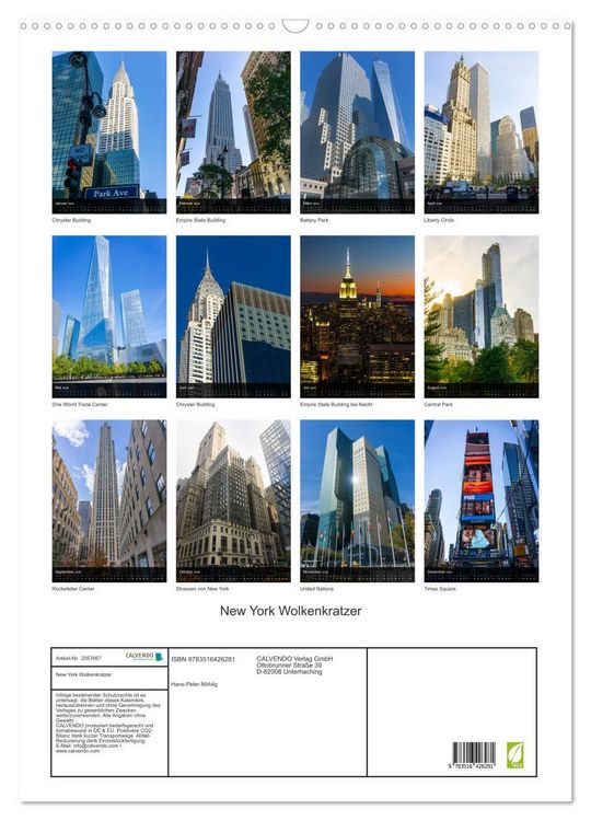 Produktbild: New York Wolkenkratzer (Wandkalender 2026 DIN A2 hoch), CALVENDO Monatskalender