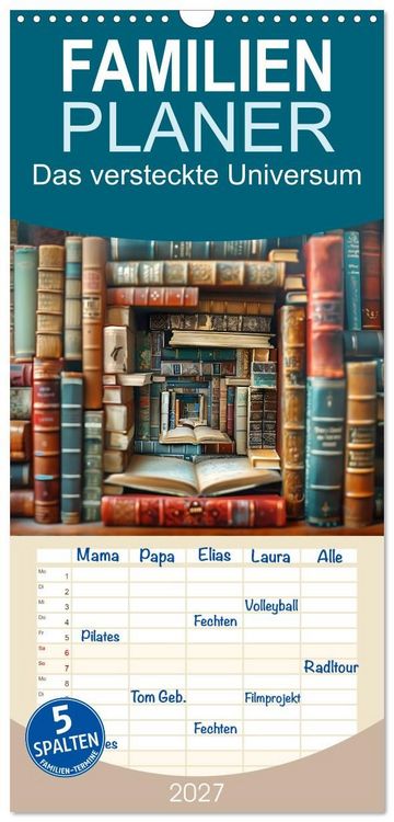 Produktbild: Familienplaner 2027 - Das versteckte Universum mit 5 Spalten (Wandkalender, 21 x 45 cm) CALVENDO