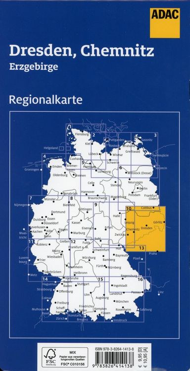 Produktbild: ADAC Regionalkarte Blatt 10 Dresden, Chemnitz 1:150.000