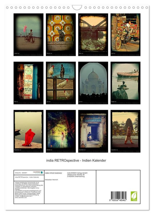 Produktbild: india RETROspective - Indien Kalender (Wandkalender 2026 DIN A3 hoch), CALVENDO Monatskalender