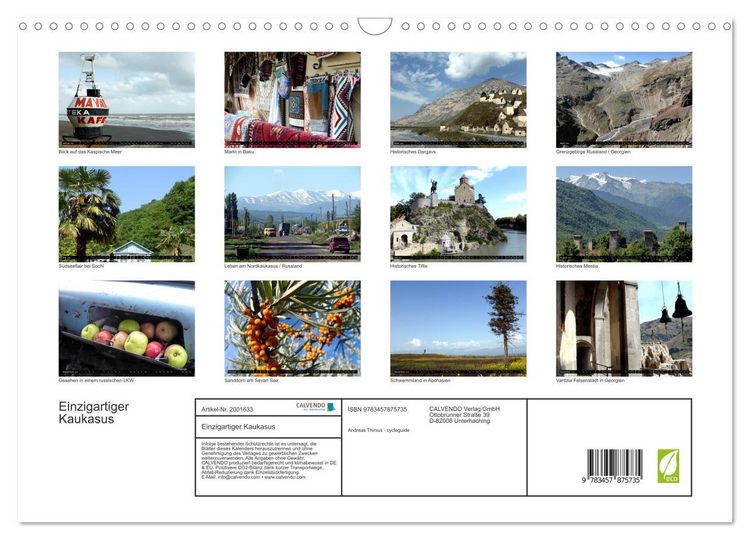 Produktbild: Einzigartiger Kaukasus (Wandkalender 2026 DIN A3 quer), CALVENDO Monatskalender