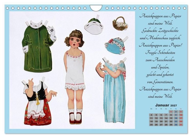 Produktbild: Papierpuppenpoesie (Wandkalender 2027 DIN A4 quer), CALVENDO Monatskalender