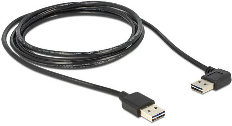 Produktbild: Delock USB-Kabel USB 2.0 USB-A Stecker, USB-A Stecker 1.00m Schwarz 83464
