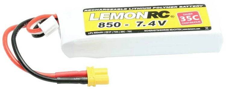 Produktbild: LemonRC Modellbau-Akkupack (LiPo) 7.4V 850 mAh Zellen-Zahl: 2 35 C Softcase XT30