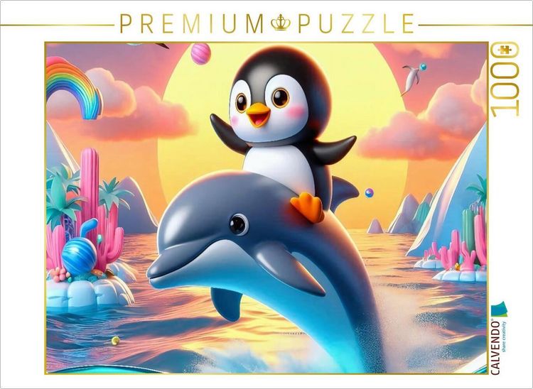 Produktbild: CALVENDO Puzzle Einmal reiten auf einem Delphin | 1000 Teile Lege-Gr&ouml;&szlig;e 64x48cm Foto-Puzzle f&uuml;r gl&uuml;ckliche Stunden