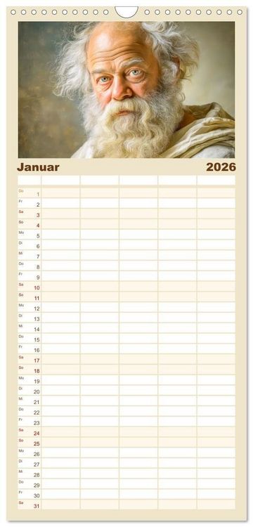 Produktbild: Familienplaner 2026 - Mystiker und Denker - Bekannte Gesichter der Vergangenheit mit 5 Spalten (Wandkalender, 21 x 45 cm) CALVENDO