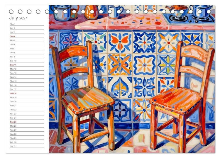 Produktbild: Painted Kitchen Moments - Twelve expressive interiors (Desk Calendar 2027 DIN A5 landscape), CALVENDO 12 Month DeskCalendar