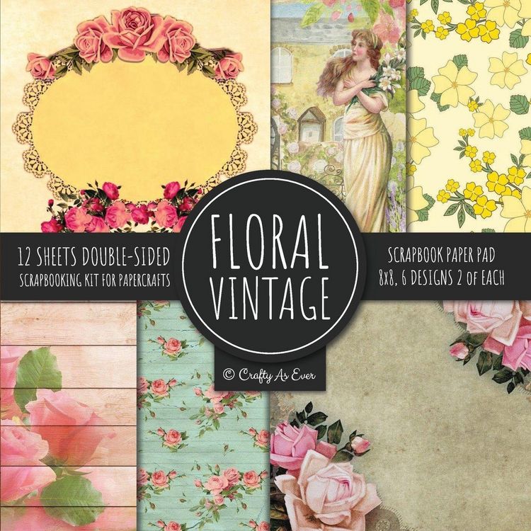 Produktbild: Vintage Floral Scrapbook Paper Pad 8x8 Scrapbooking Kit for Papercrafts, Cardmaking, DIY Crafts, Flower Background, Vintage Design