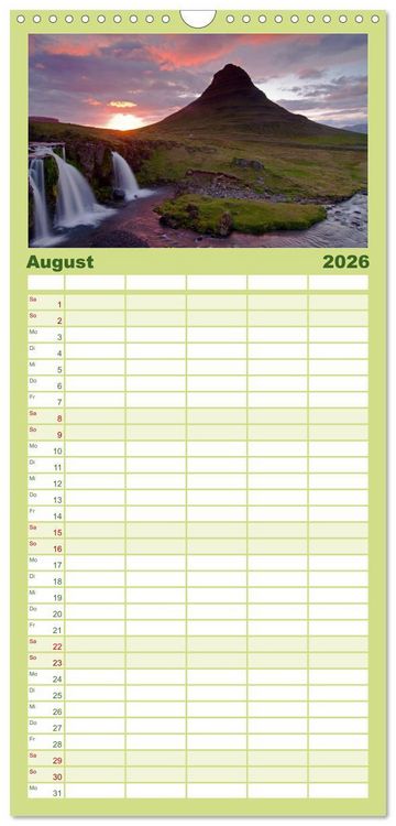 Produktbild: Familienplaner 2026 - Island mit 5 Spalten (Wandkalender, 21 x 45 cm) CALVENDO