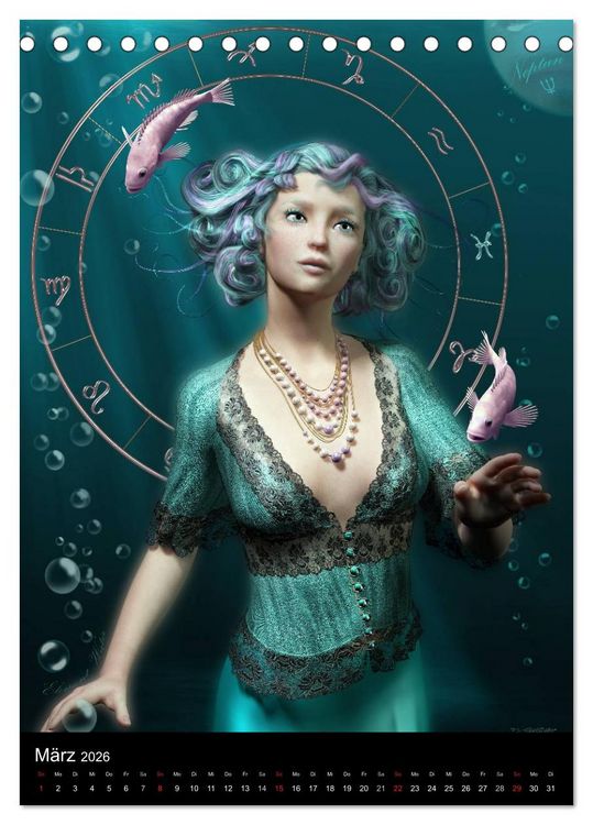 Produktbild: Unter Sternen geboren - Fantasy Tierkreis im Zeichen der Frau (Tischkalender 2026 DIN A5 hoch), CALVENDO Monatskalender
