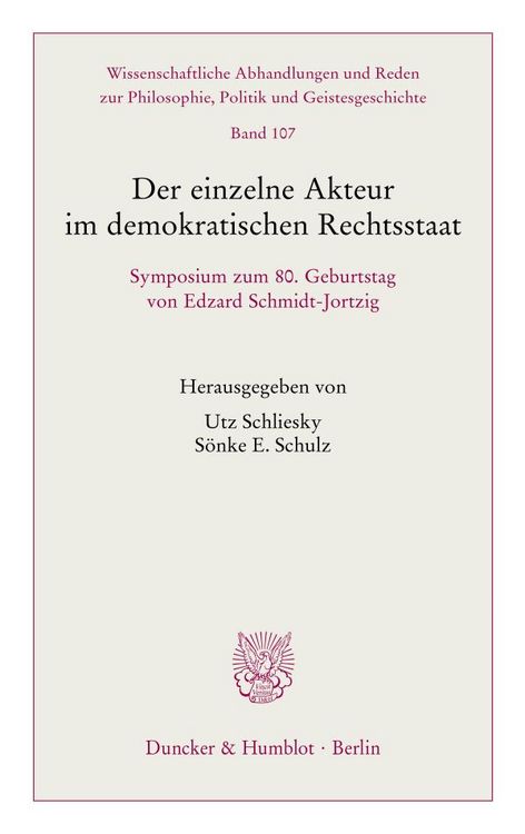Produktbild: Der einzelne Akteur im demokratischen Rechtsstaat.