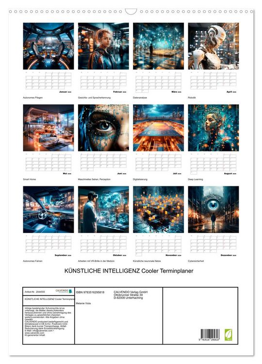 Produktbild: K&Uuml;NSTLICHE INTELLIGENZ Cooler Terminplaner (Wandkalender 2026 DIN A2 hoch), CALVENDO Monatskalender